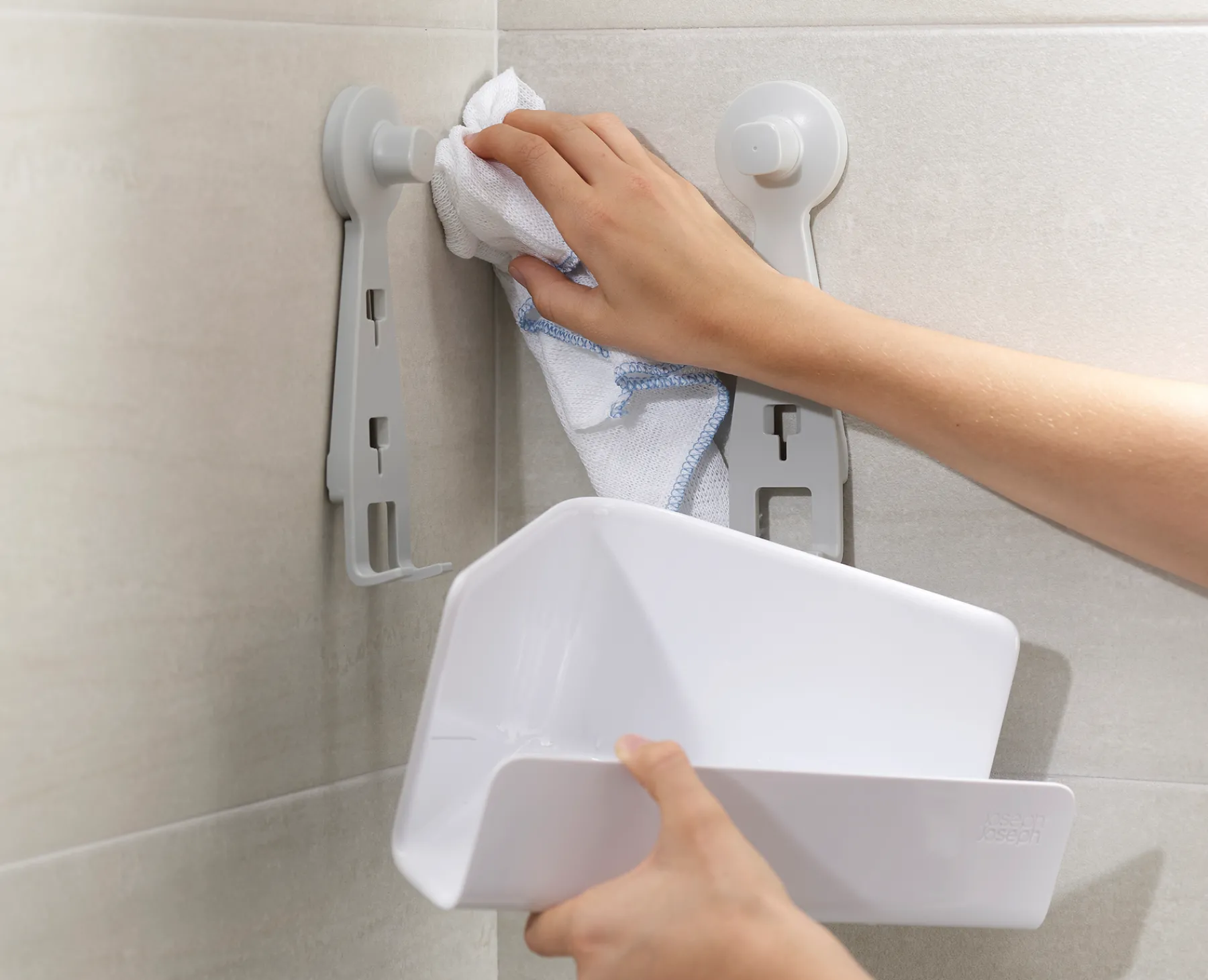Shower Shelves & Squeegees-Joseph Joseph EasyStore™ 2-piece Corner Shower Shelf Set White