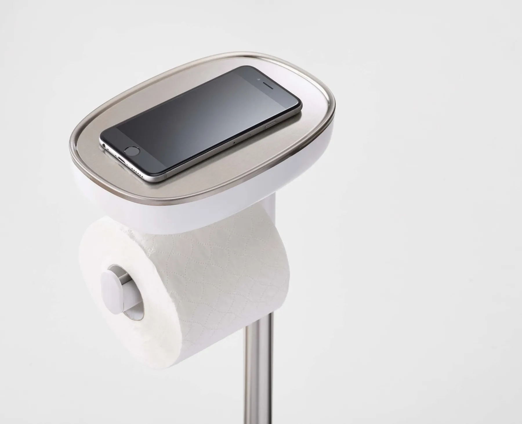Toilet Paper Holders & Toilet Brushes-Joseph Joseph EasyStore™ Plus Toilet Roll Holder with Toilet Brush Stainless-steel