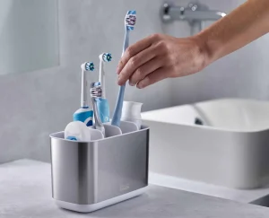 Toothbrush Holders-Joseph Joseph EasyStore™ Large Toothbrush Holder Stainless-steel