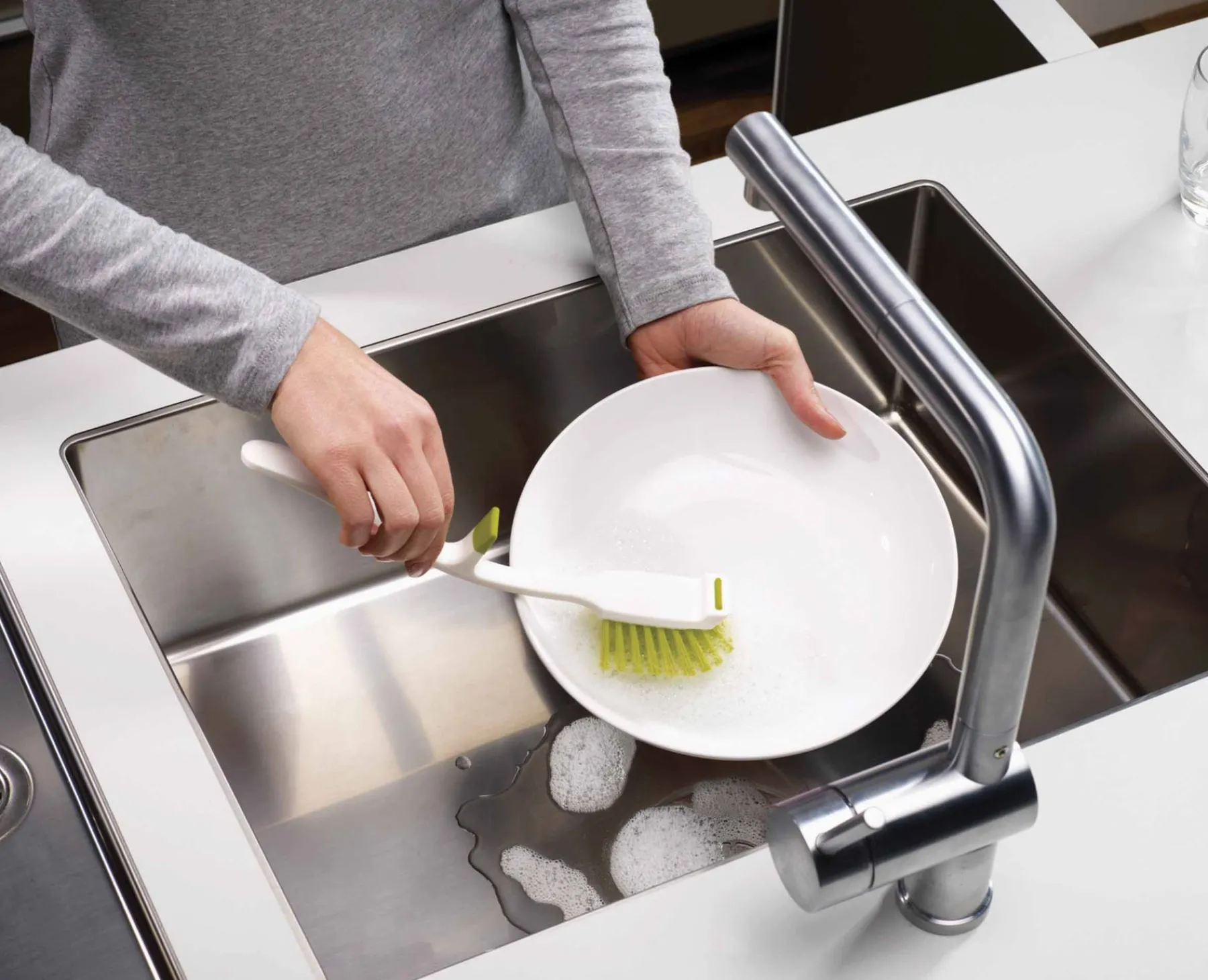 Dish Brushes & Scrubbers-Joseph Joseph Edge™ Washing-up Brush Gray