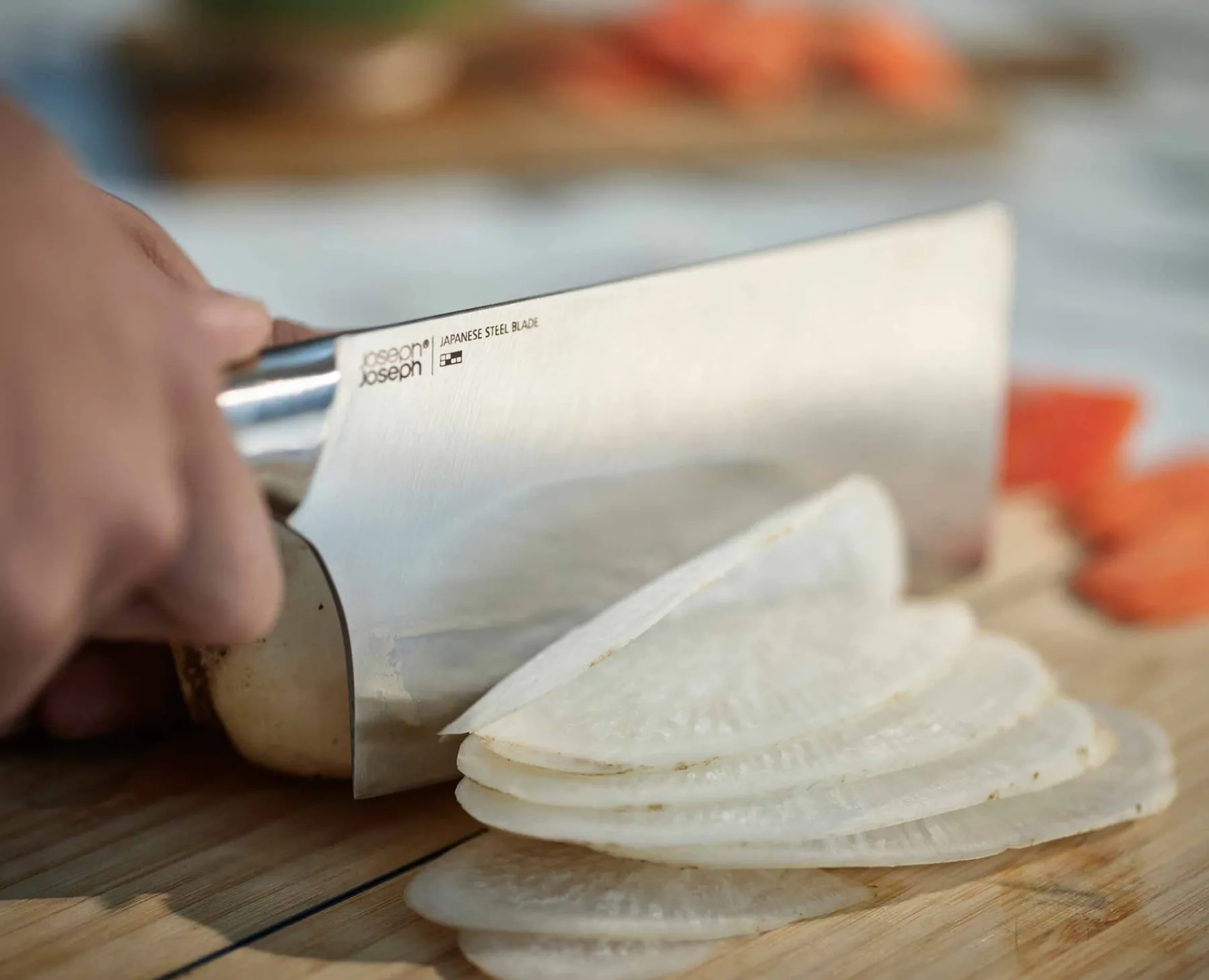 Knives, Knife Sets & Scissors-Joseph Joseph Elevate™ Fusion 5-piece Knife & Scissor Set with wood Block Beech