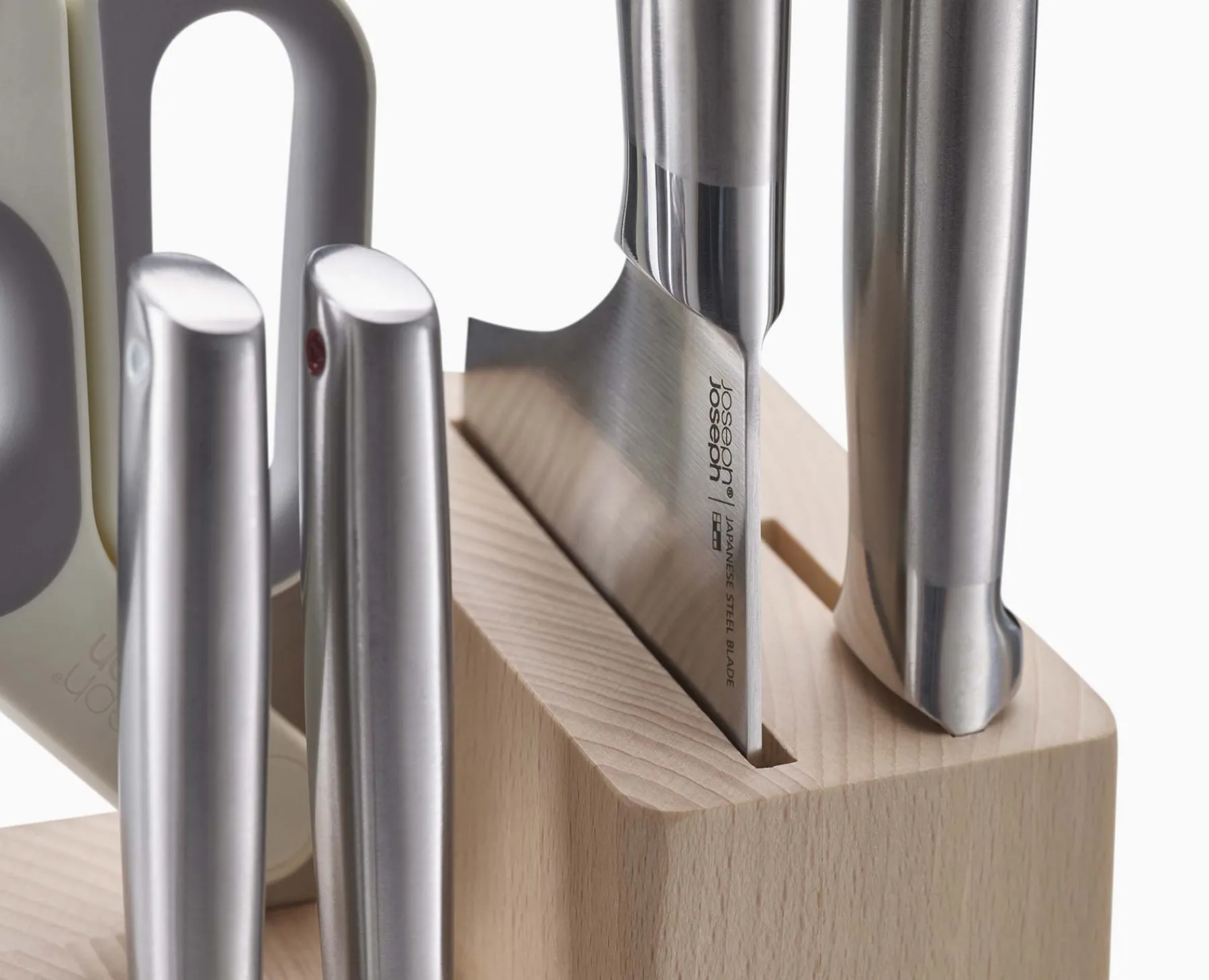 Knives, Knife Sets & Scissors-Joseph Joseph Elevate™ Fusion 5-piece Knife & Scissor Set with wood Block Beech