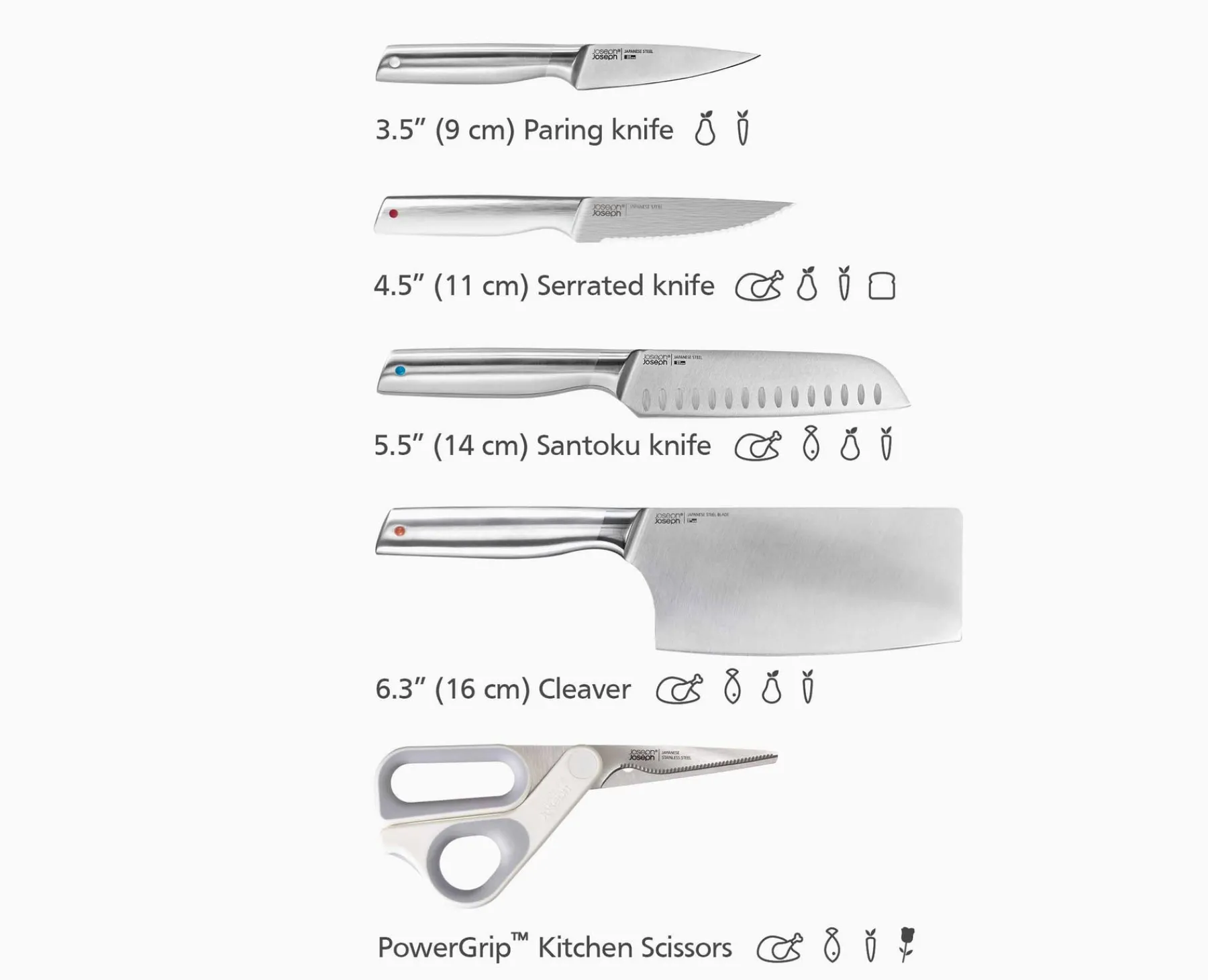 Knives, Knife Sets & Scissors-Joseph Joseph Elevate™ Fusion 5-piece Knife & Scissor Set with wood Block Beech