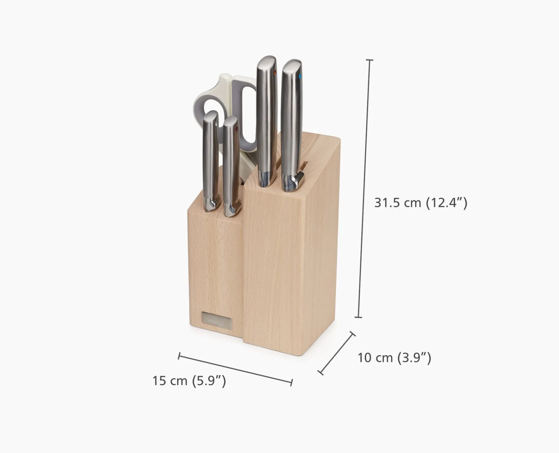 Knives, Knife Sets & Scissors-Joseph Joseph Elevate™ Fusion 5-piece Knife & Scissor Set with wood Block Beech