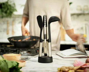 Kitchen Utensils & Gadgets-Joseph Joseph Elevate™ Fusion 3-piece Utensil Set with Compact Stand Stainless-Steel