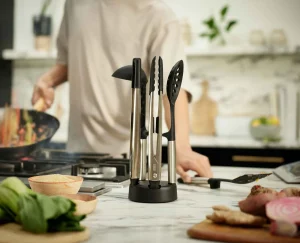 Kitchen Utensils & Gadgets-Joseph Joseph Elevate™ Fusion 5-piece Utensil Set with Compact Stand Stainless-Steel
