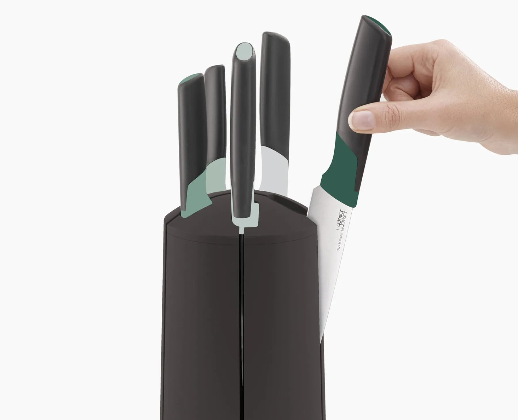 Knives, Knife Sets & Scissors-Joseph Joseph Elevate™ Knives Carousel 5-piece Set - Editions Green