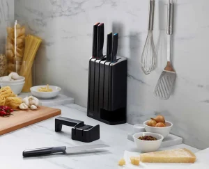 Knives, Knife Sets & Scissors-Joseph Joseph Elevate™ SlimBlock 5-piece Knife Set with Sharpener Multicolour