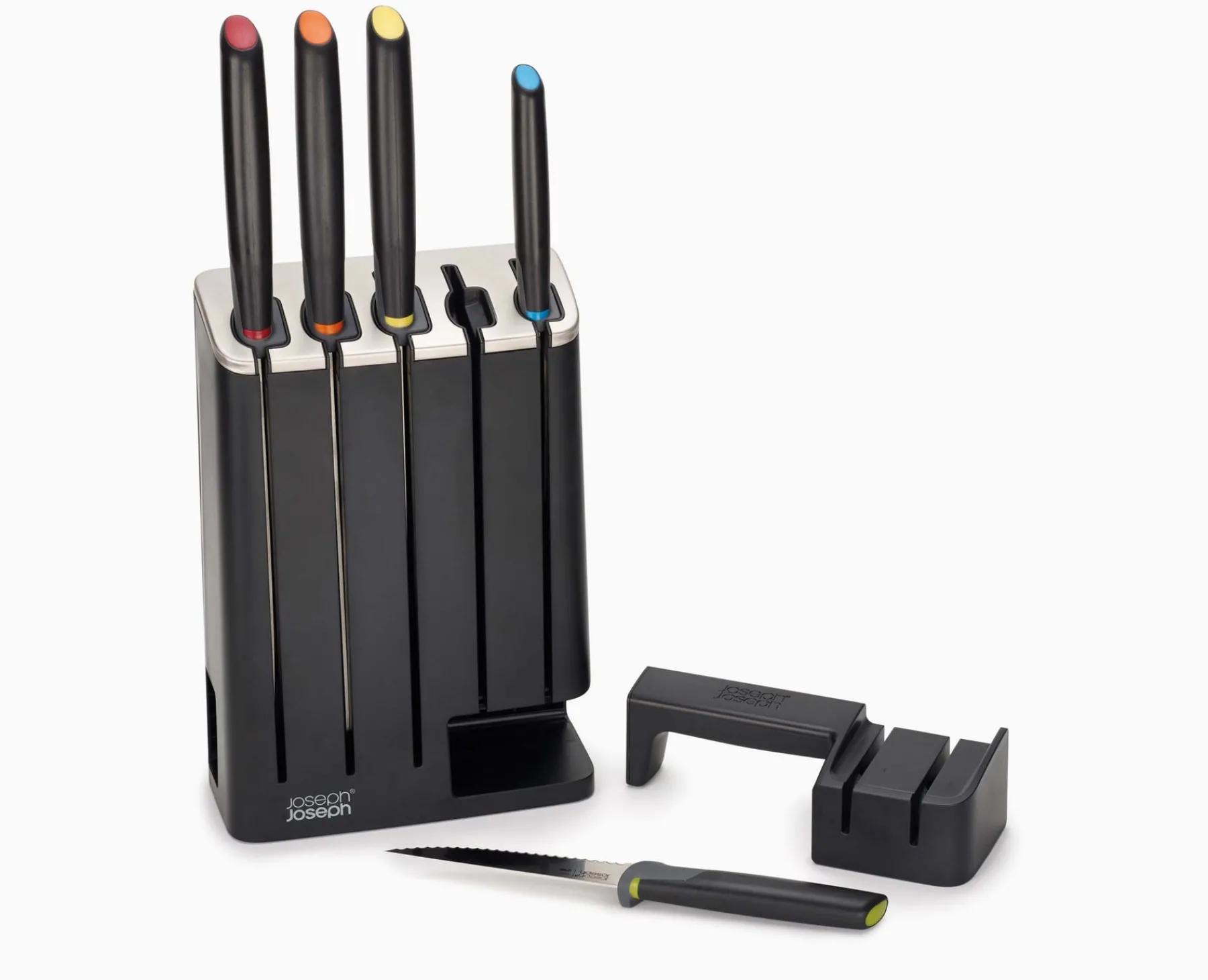 Knives, Knife Sets & Scissors-Joseph Joseph Elevate™ SlimBlock 5-piece Knife Set with Sharpener Multicolour