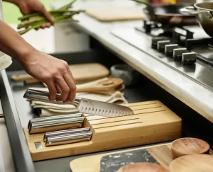Knives, Knife Sets & Scissors-Joseph Joseph Elevate™ Steel Knife Set with In-drawer Storage Tray Bamboo
