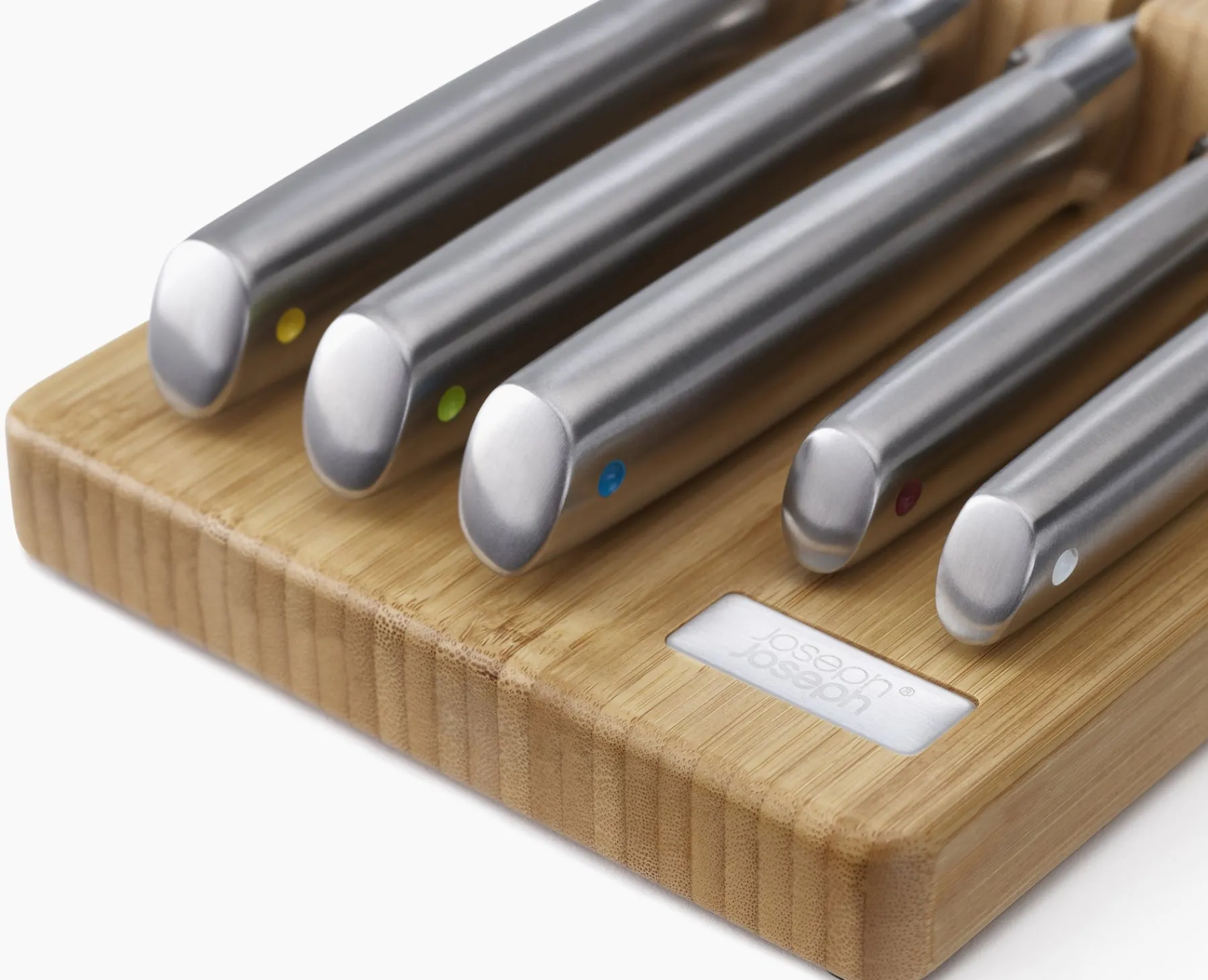 Knives, Knife Sets & Scissors-Joseph Joseph Elevate™ Steel Knife Set with In-drawer Storage Tray Bamboo