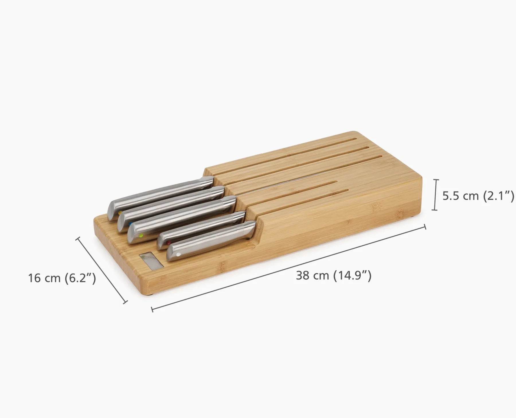 Knives, Knife Sets & Scissors-Joseph Joseph Elevate™ Steel Knife Set with In-drawer Storage Tray Bamboo