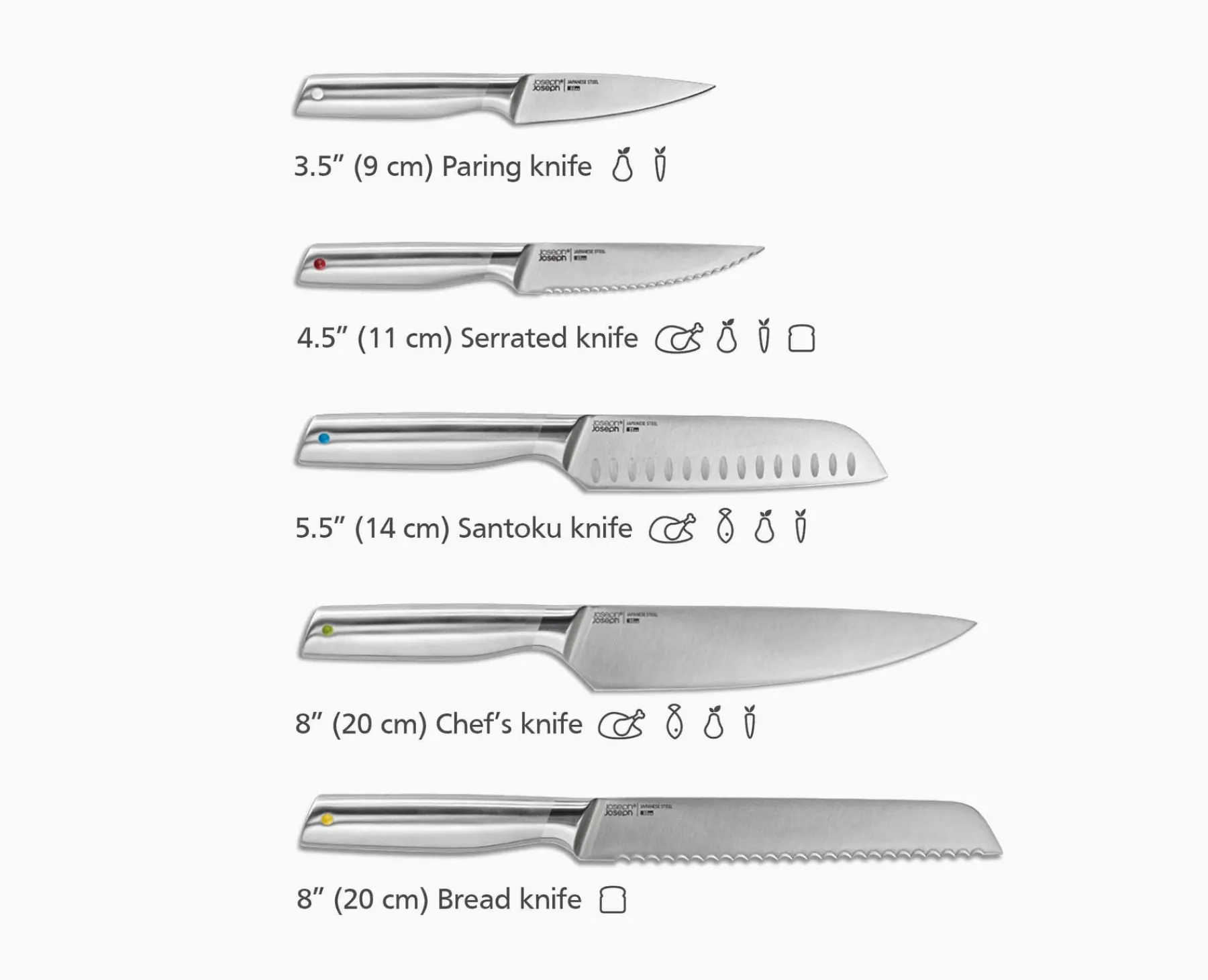 Knives, Knife Sets & Scissors-Joseph Joseph Elevate™ Steel Knives 5-piece Set Bamboo