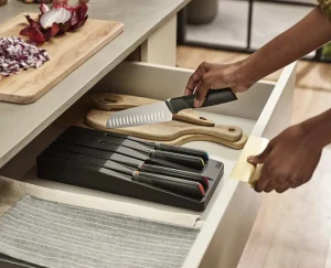 Knives, Knife Sets & Scissors-Joseph Joseph Elevate™ Store 5-piece Knife Set with In-drawer Storage Tray Multicolour
