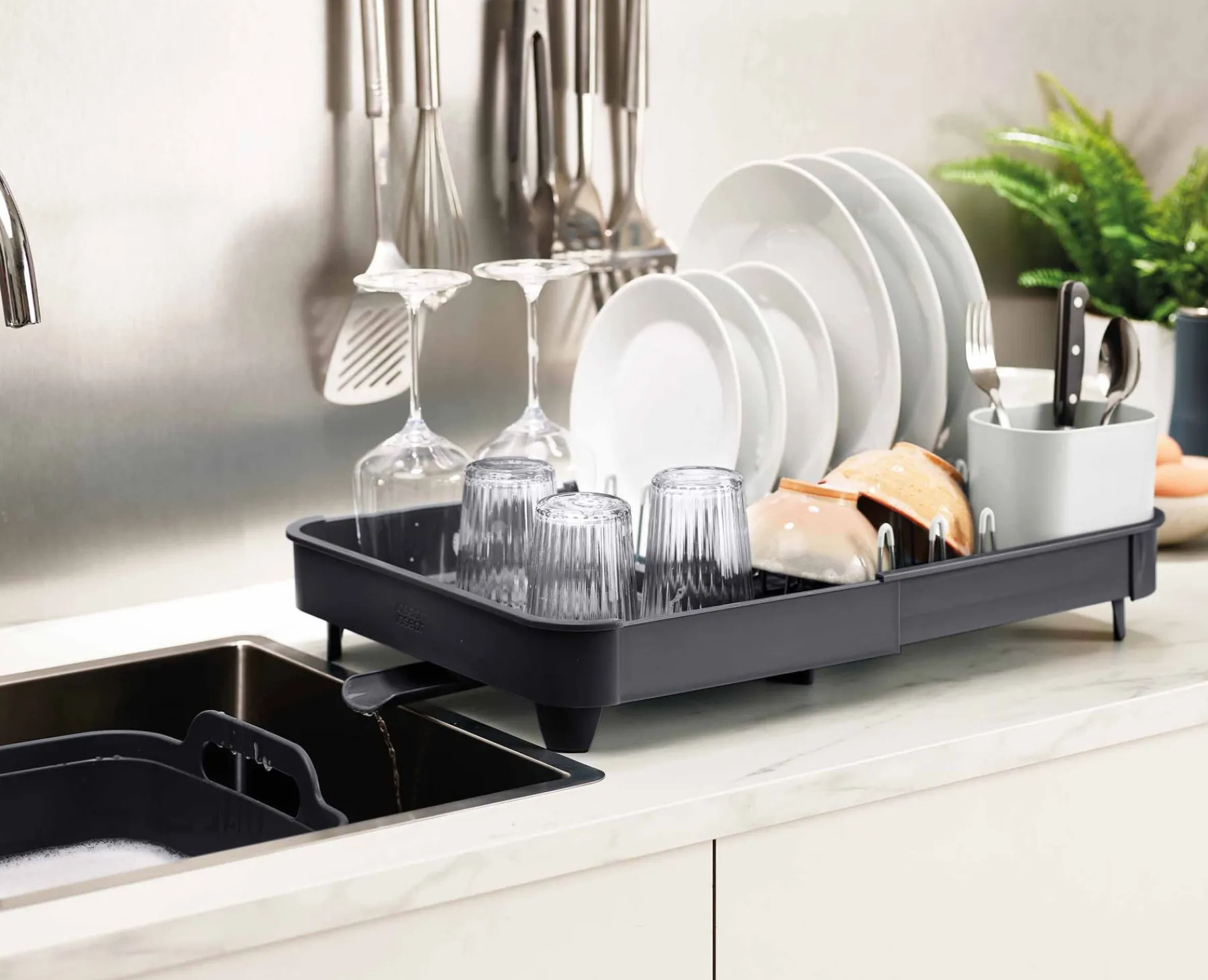 Dish Racks & Drainers-Joseph Joseph Extend™ Expandable Dish Drainer Gray