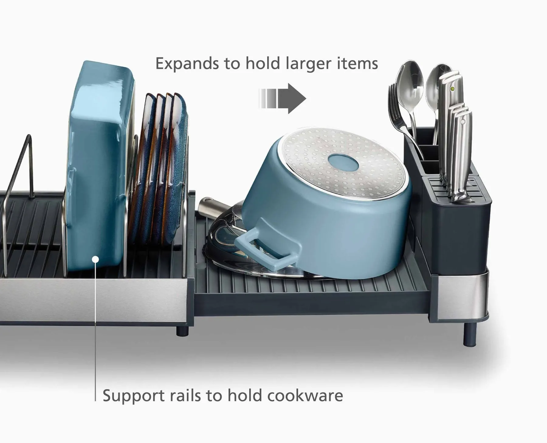 Dish Racks & Drainers-Joseph Joseph Extend™ Max Expandable Dish Drainer Stainless-steel