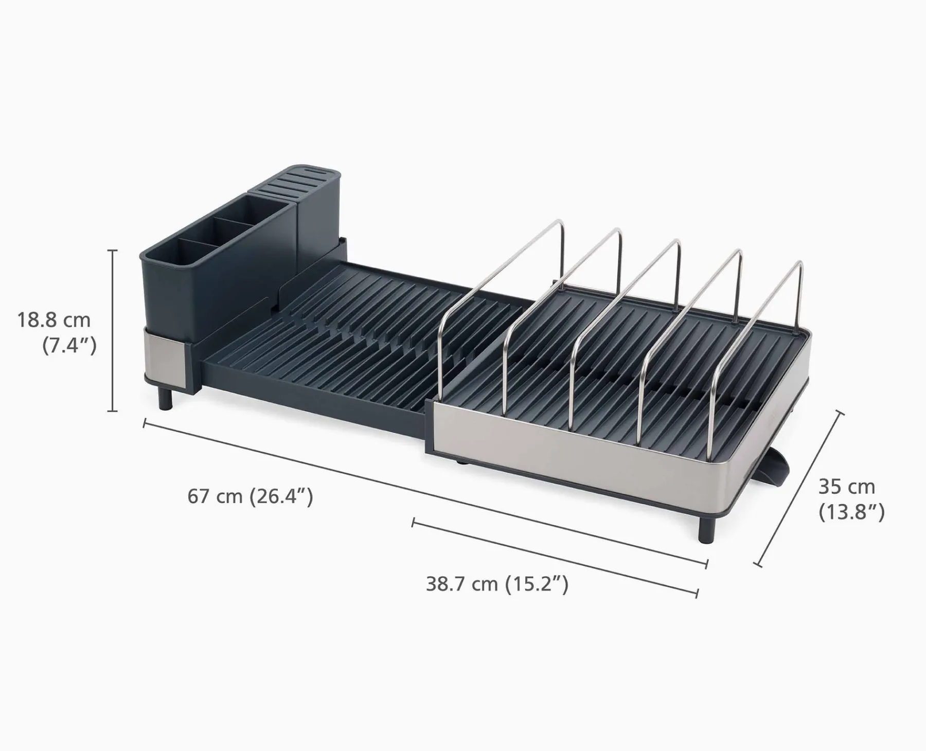 Dish Racks & Drainers-Joseph Joseph Extend™ Max Expandable Dish Drainer Stainless-steel