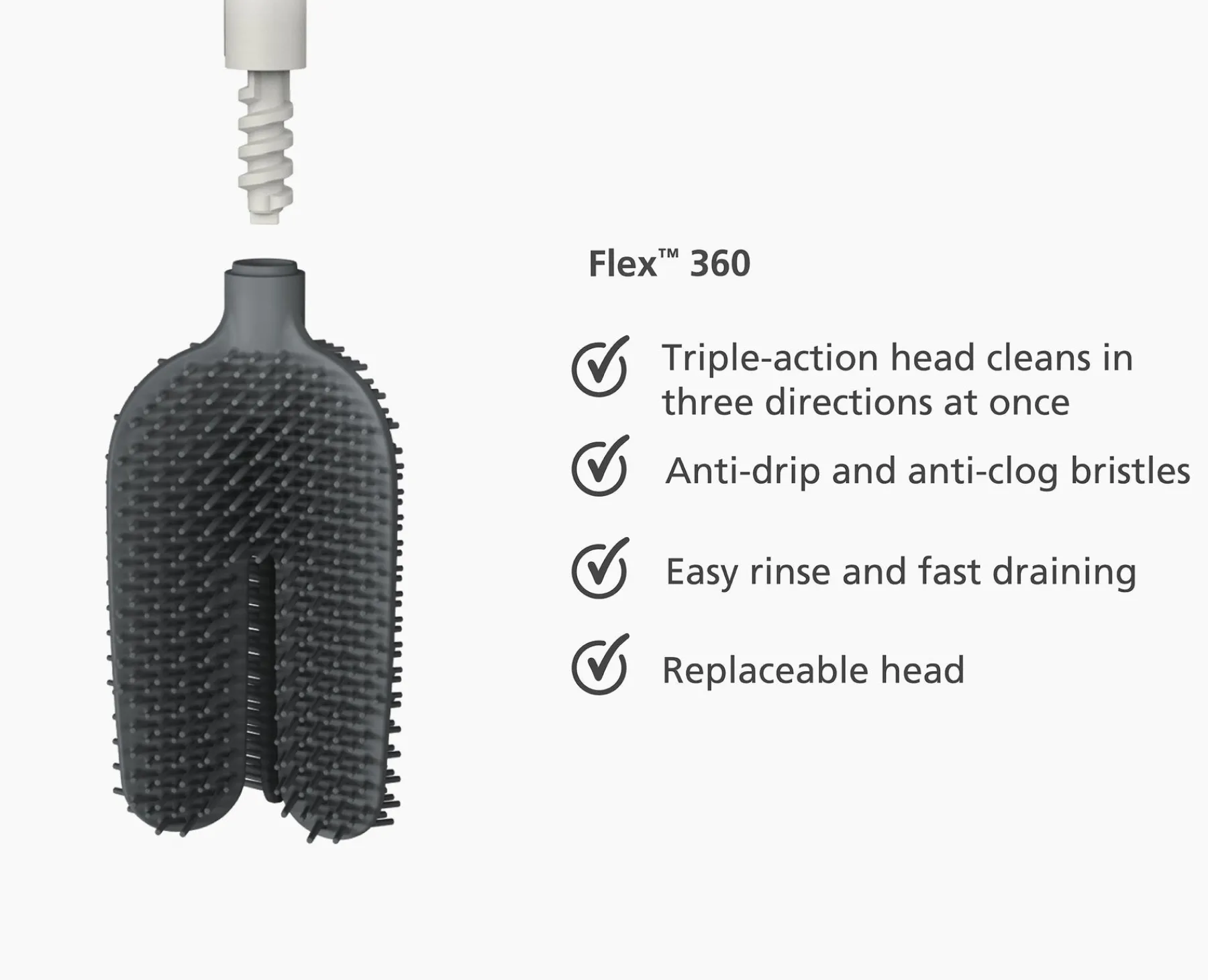 Toilet Paper Holders & Toilet Brushes-Joseph Joseph Flex™ 360 Matt Toilet Brush Black
