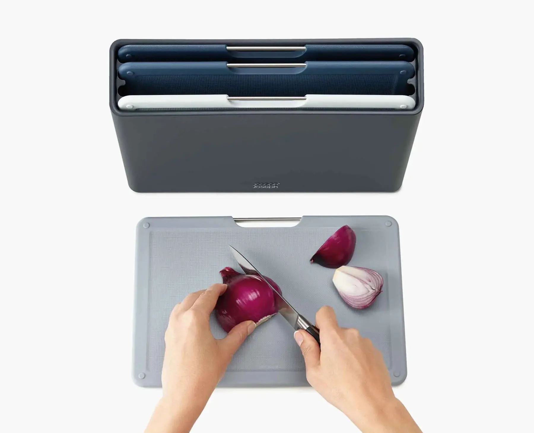 Cutting Boards & Sets-Joseph Joseph Folio™ 4-piece Cutting Board Set Regular Gray