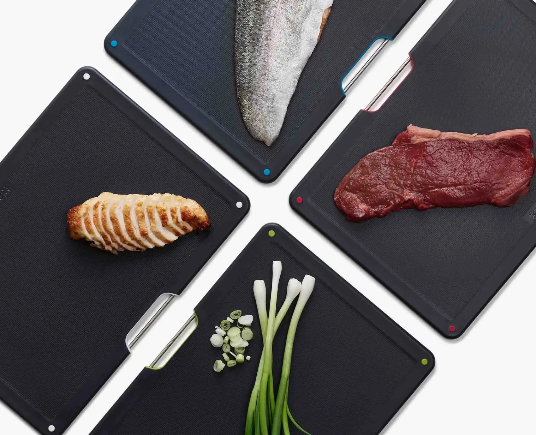 Cutting Boards & Sets-Joseph Joseph Folio™ Steel 4-piece Cutting Board Set Black