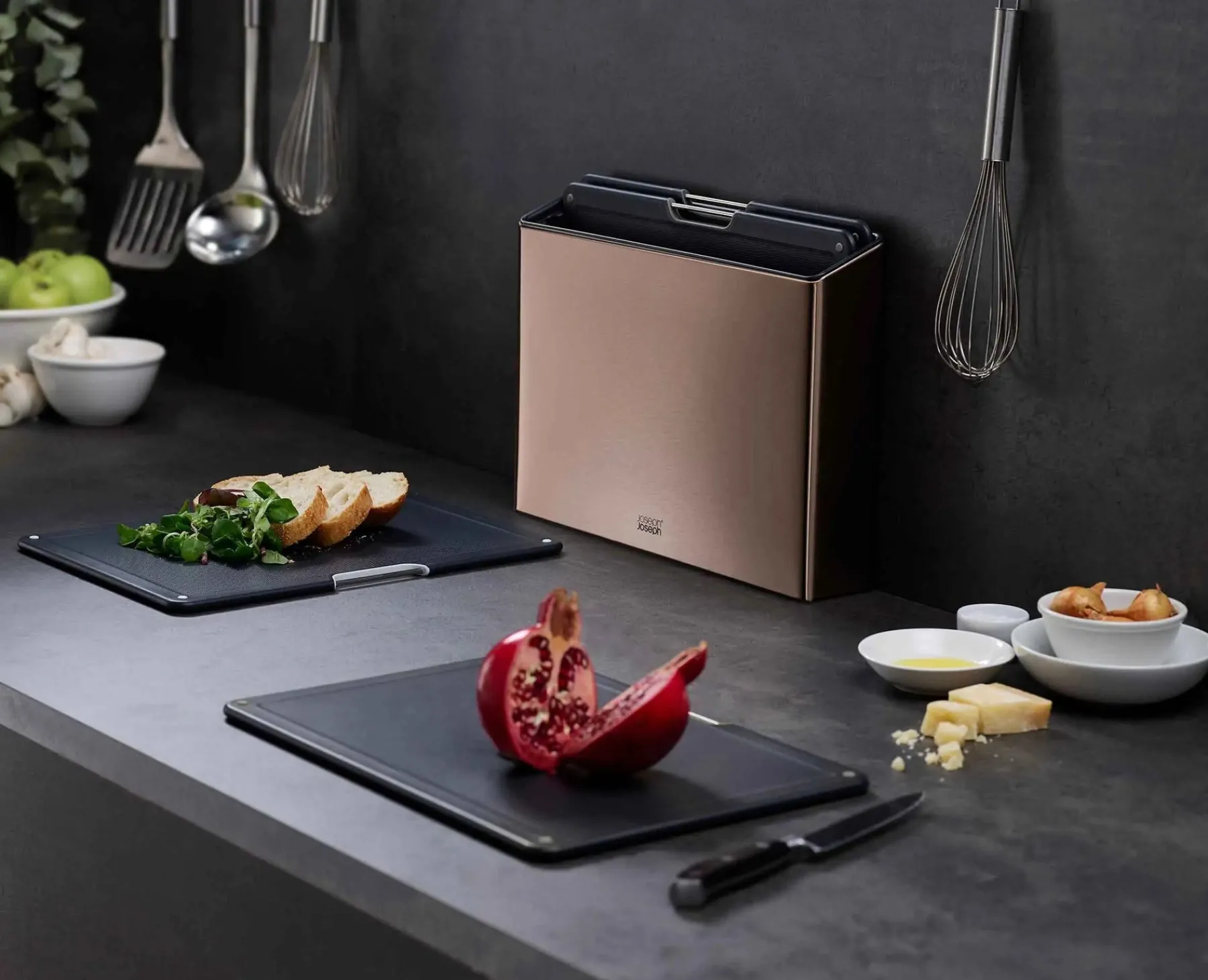 Cutting Boards & Sets-Joseph Joseph Folio™ Steel 4-piece Cutting Board Set Rose Gold