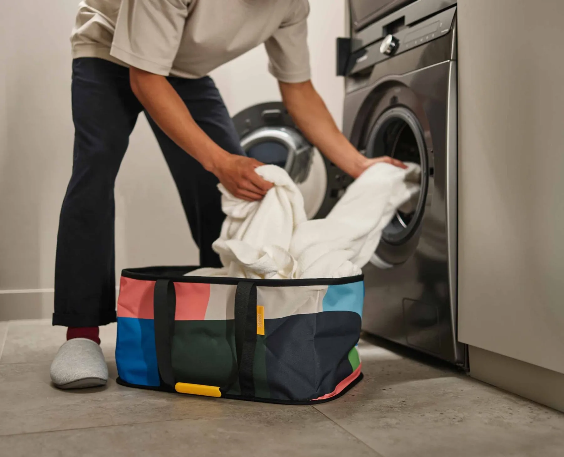 Laundry Baskets-Joseph Joseph Hold-All™ Collapsible 35L Laundry Basket x Jonathan Lawes Multicolour
