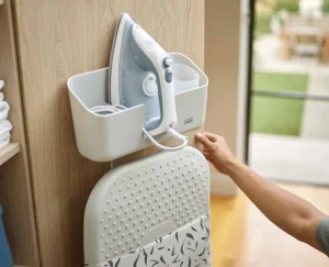 Ironing Boards & Covers-Joseph Joseph IronHub™ Wall-mounted Iron Storage Caddy Ecru