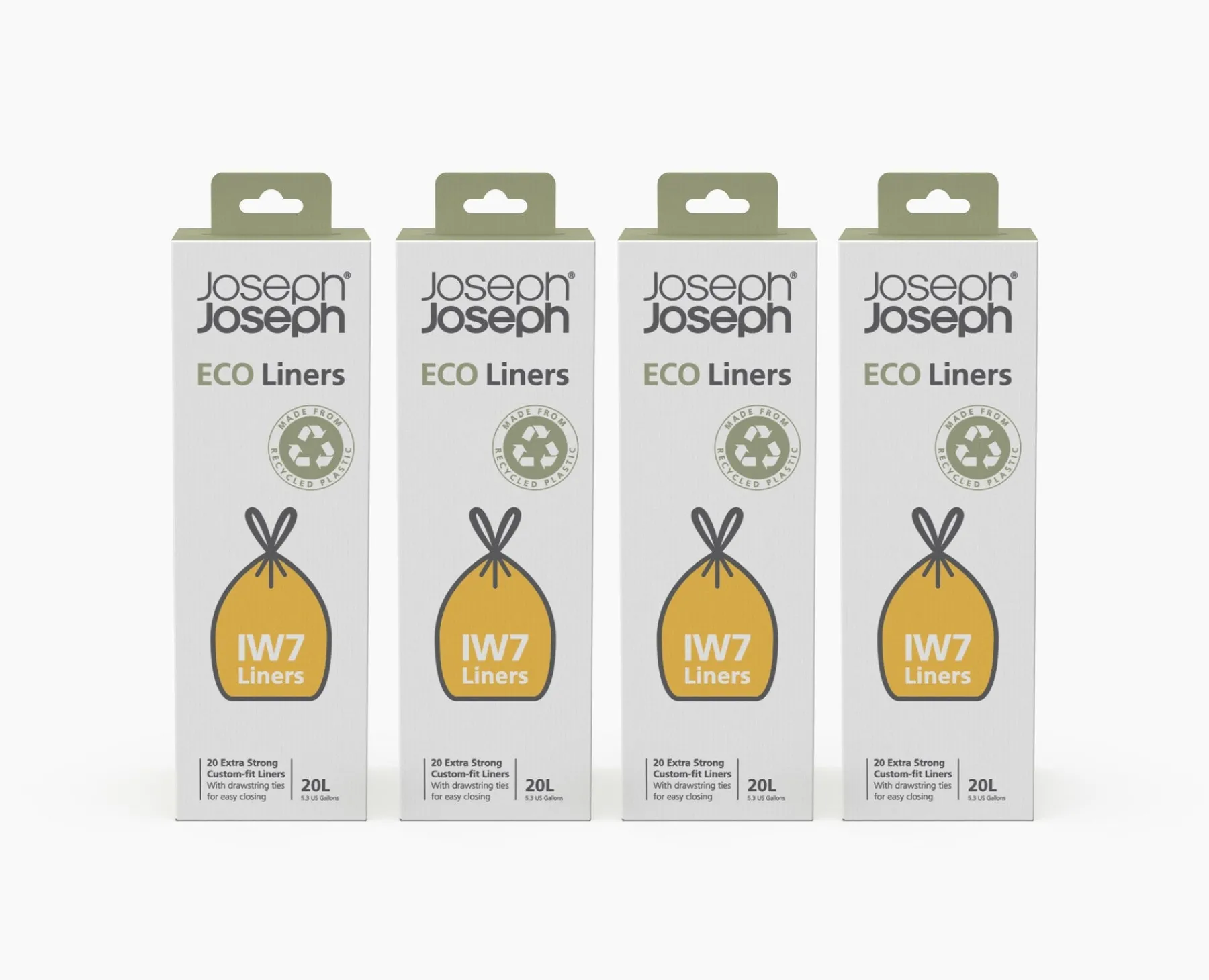 Trash Bags & Filters-Joseph Joseph IW7 20L Recycled Trash Bags - 4 pack Gray