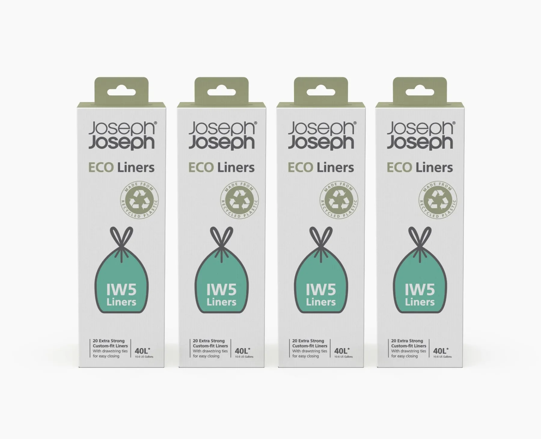 Trash Bags & Filters-Joseph Joseph IW5 40L Recycled Trash Bags - 4 pack Gray