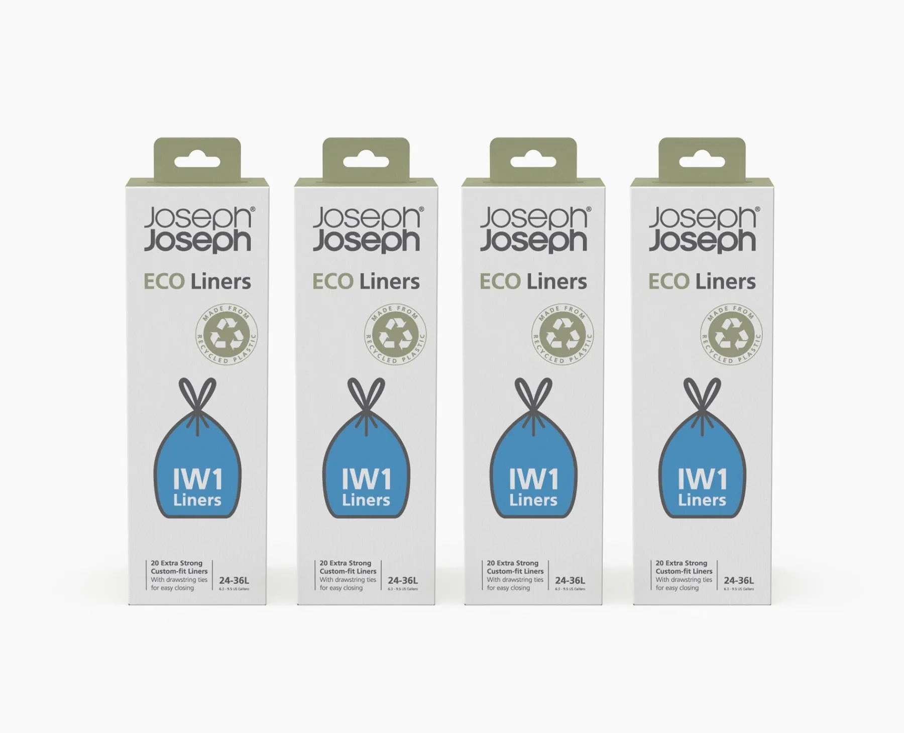 Trash Bags & Filters-Joseph Joseph IW1 24-36L Recycled Trash Bags - 4 pack Gray