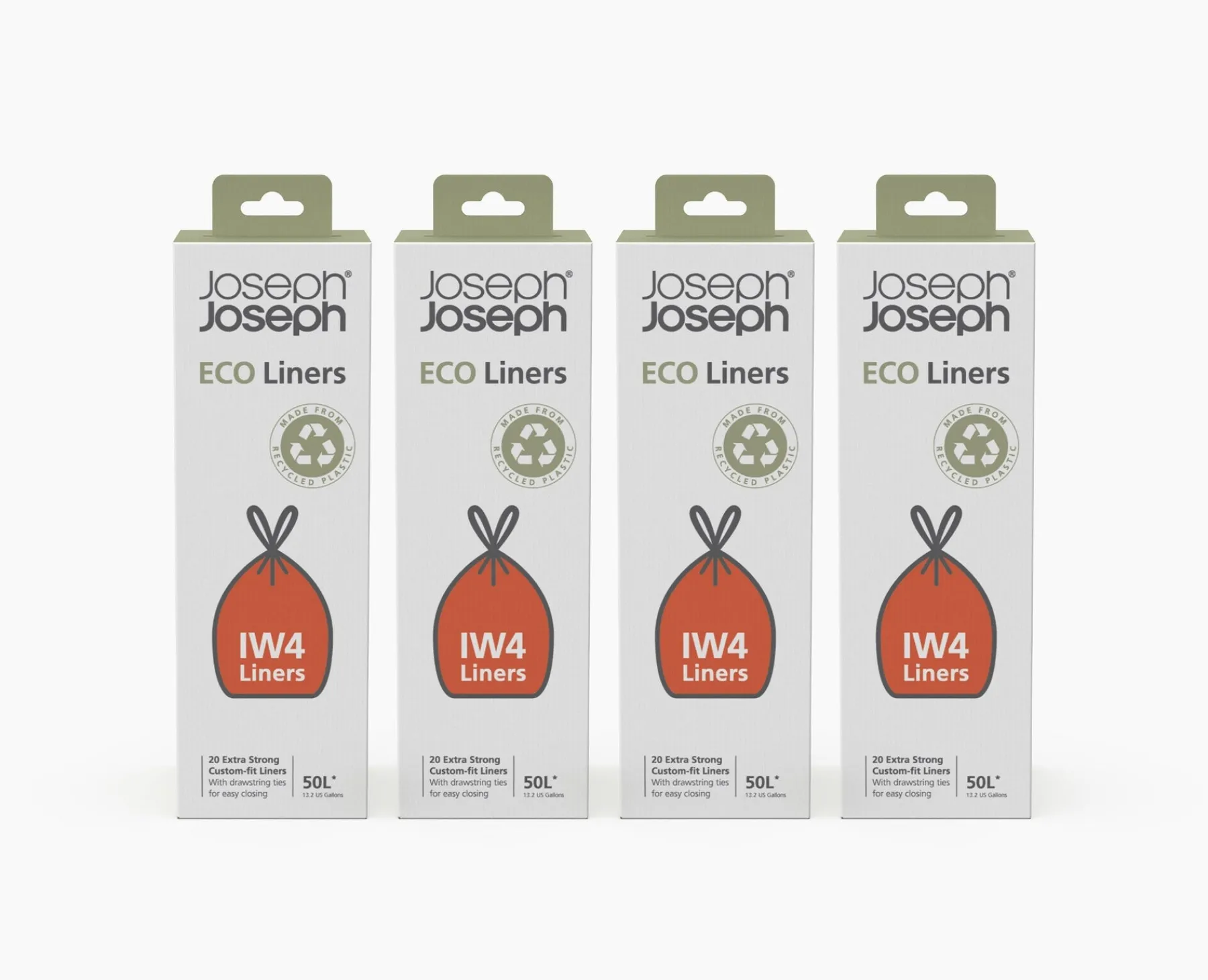 Trash Bags & Filters-Joseph Joseph IW4 50L Recycled Trash Bags - 4 pack Gray