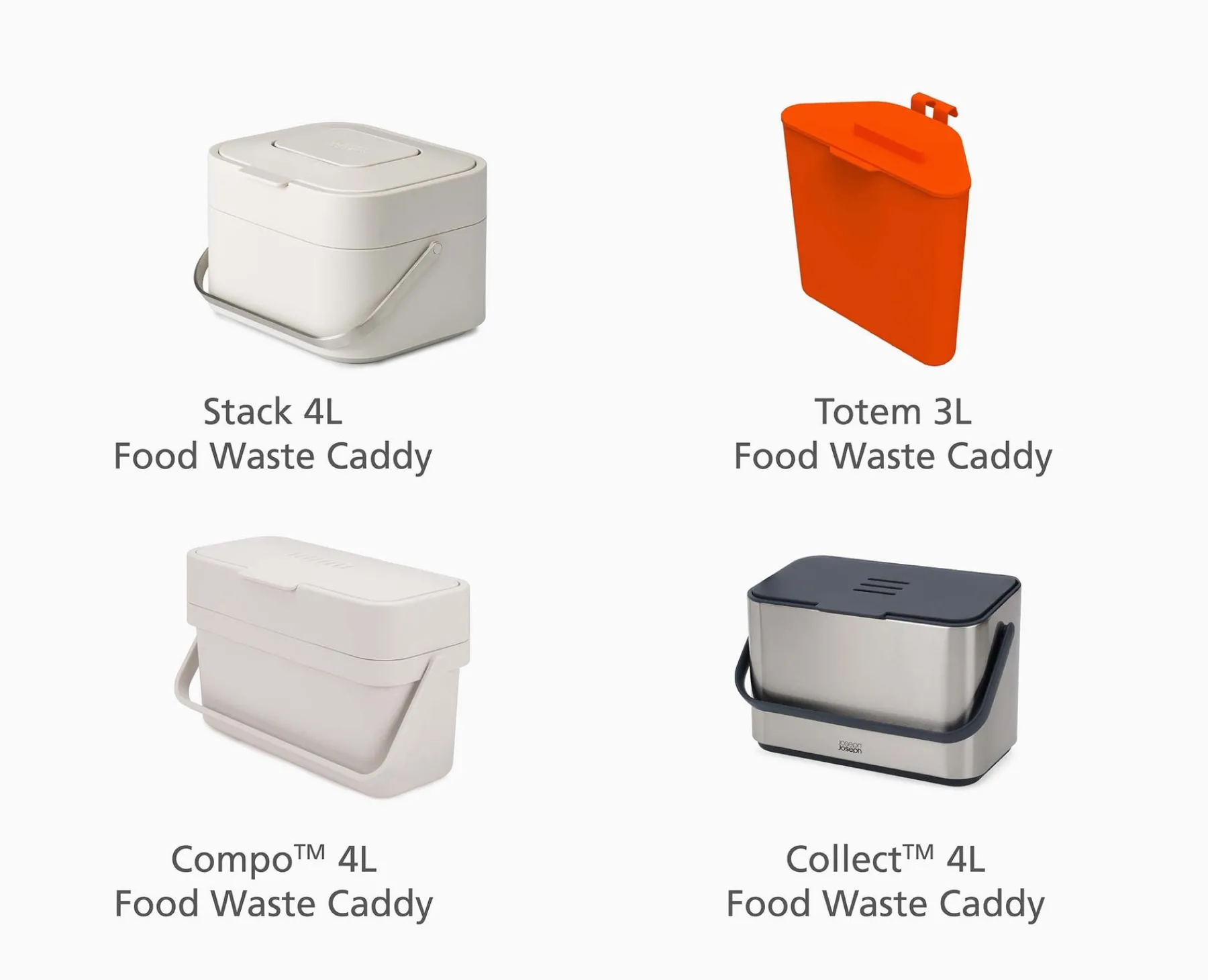 Trash Bags & Filters-Joseph Joseph IW2 4L Food Waste Caddy Trash Bags White
