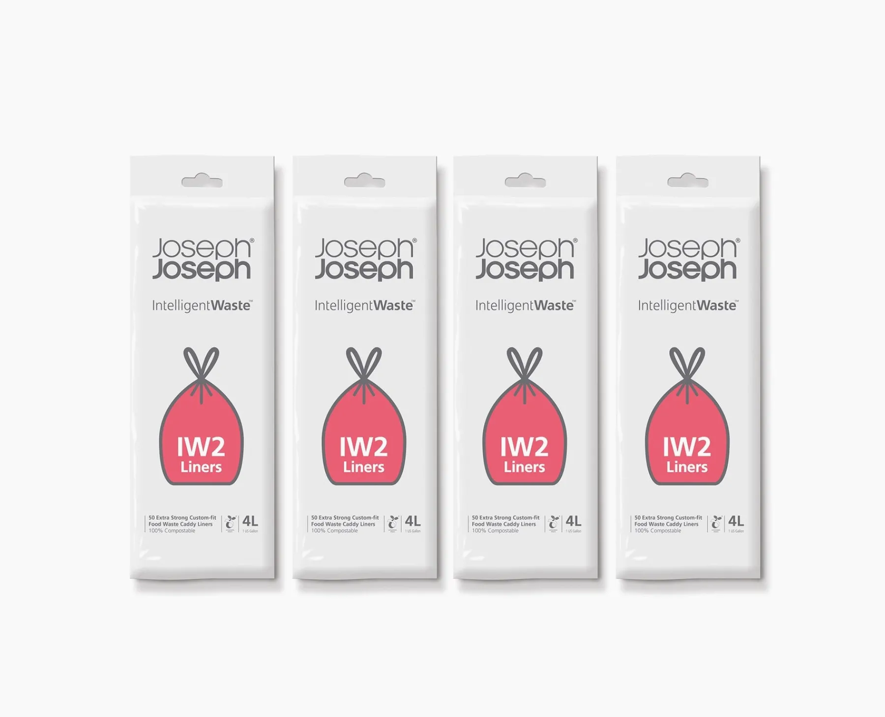 Trash Bags & Filters-Joseph Joseph IW2 4L Food Waste Caddy Trash Bags - 4 pack White