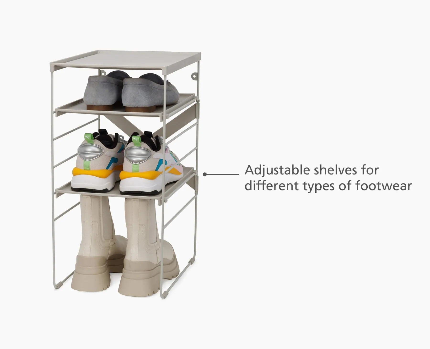 Shoe Racks-Joseph Joseph Level™ Adjustable Shoe Rack Ecru