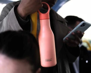 Lunch Boxes & Containers-Joseph Joseph Loop™ 500ml Stainless-steel Vacuum Insulated Water Bottle Coral
