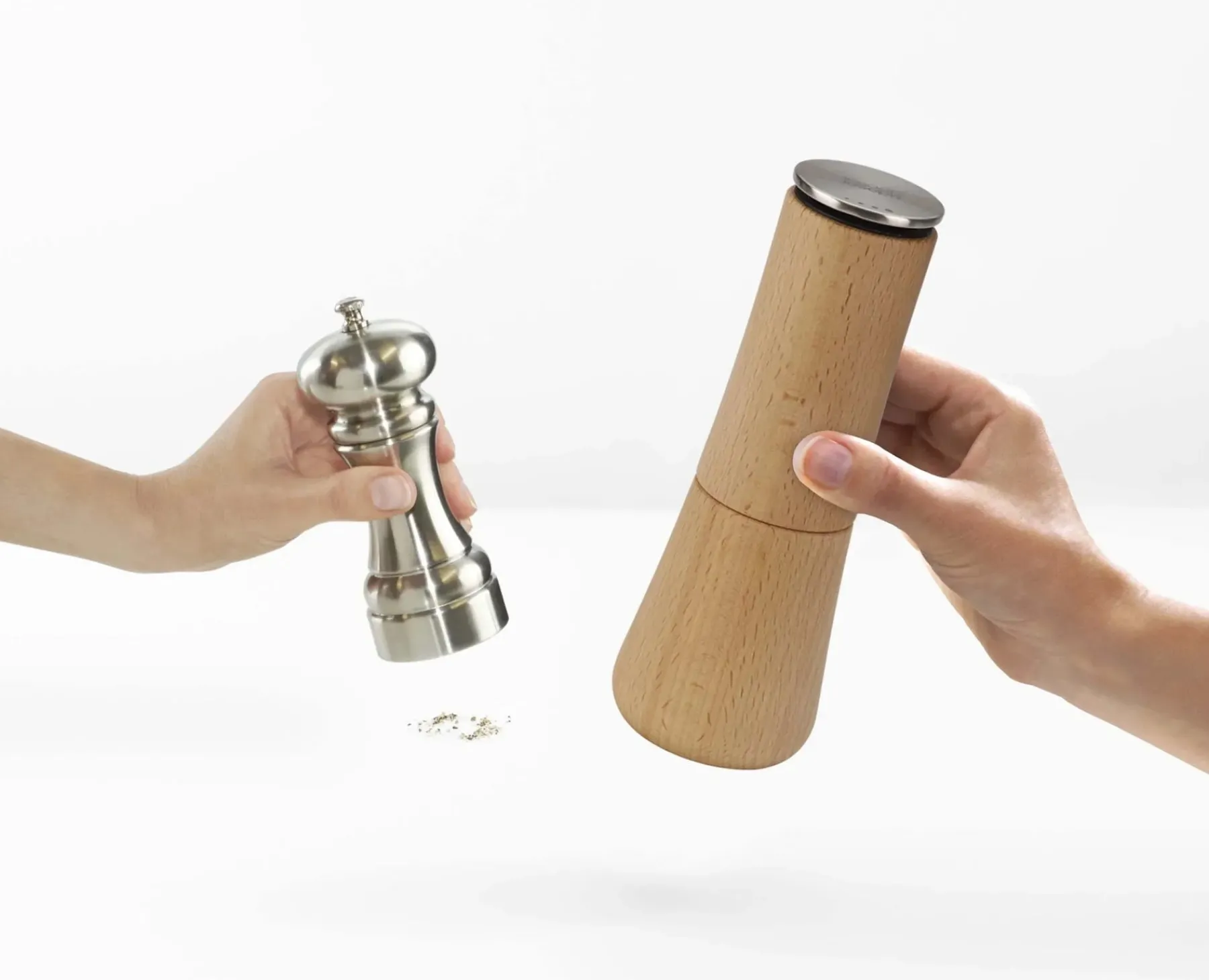 Salt & Pepper Shakers-Joseph Joseph Milltop™ Wood 2-piece Salt & Pepper Mill Set Beech