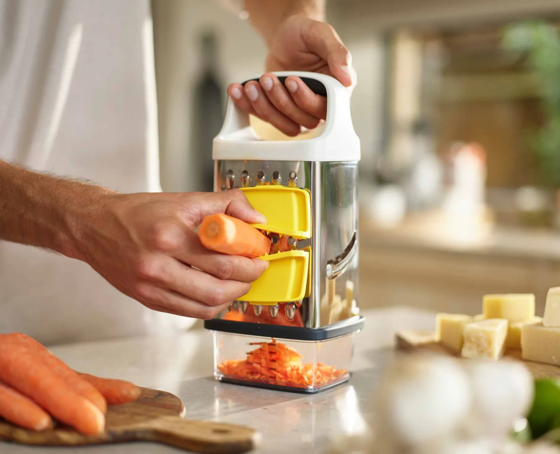 Graters & Zesters-Joseph Joseph Multi-Grip™ Box Grater with Precision Food-Grip Yellow