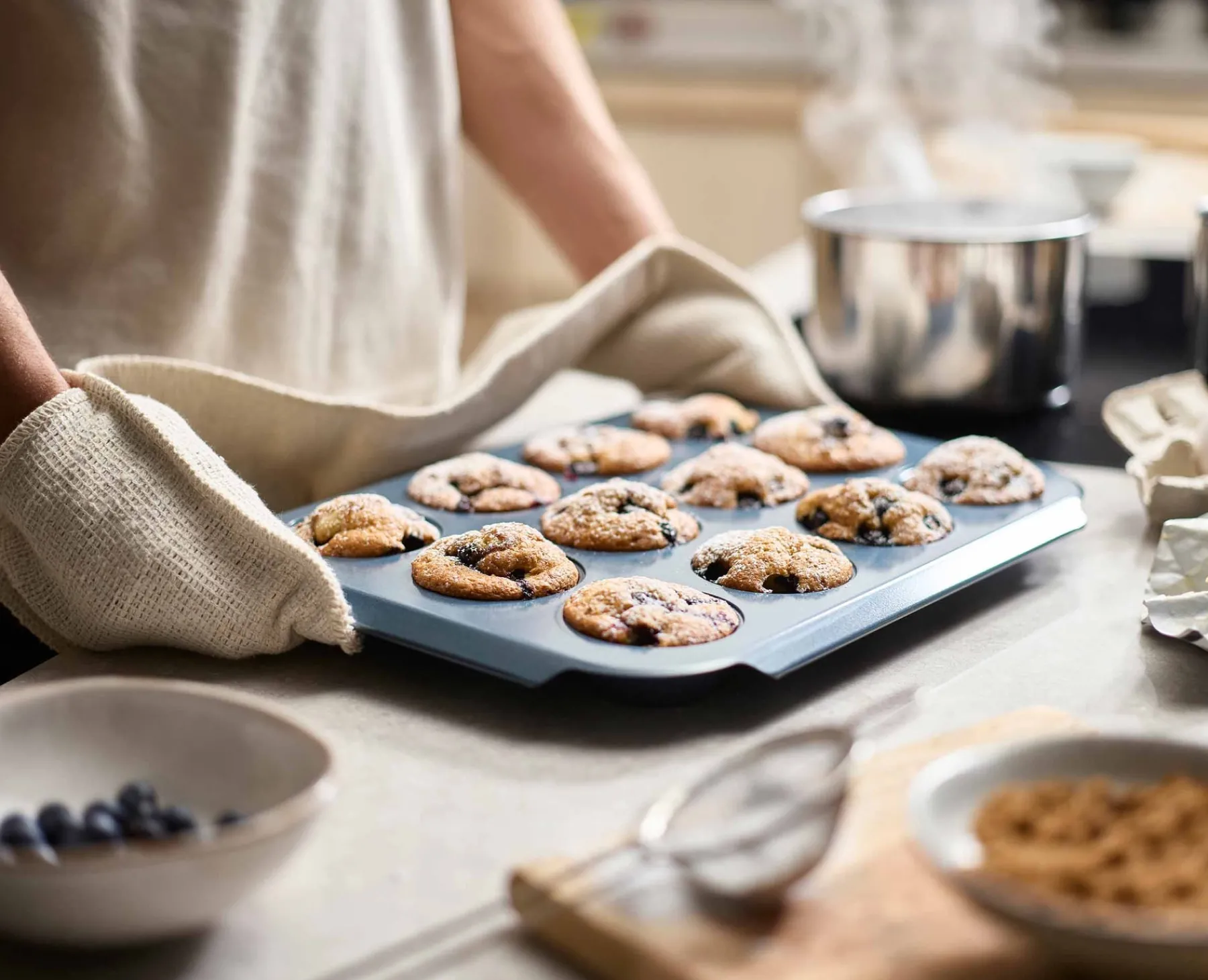 Baking Equipment-Joseph Joseph Nest™ Bake Non-Stick 12 Cup Muffin Pan Blue