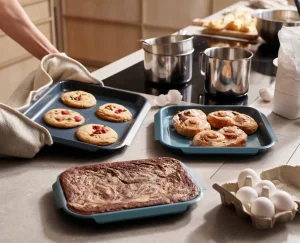 Baking Equipment-Joseph Joseph Nest™ Bake Non-Stick 3-piece Baking Pan Set Blue
