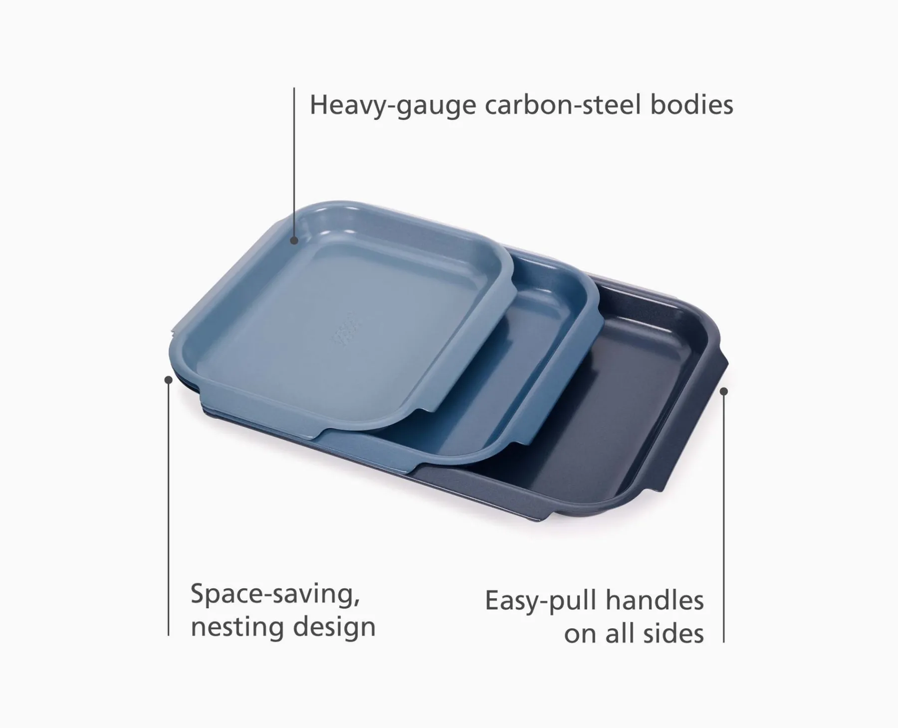 Baking Equipment-Joseph Joseph Nest™ Bake Non-Stick 3-piece Baking Pan Set Blue