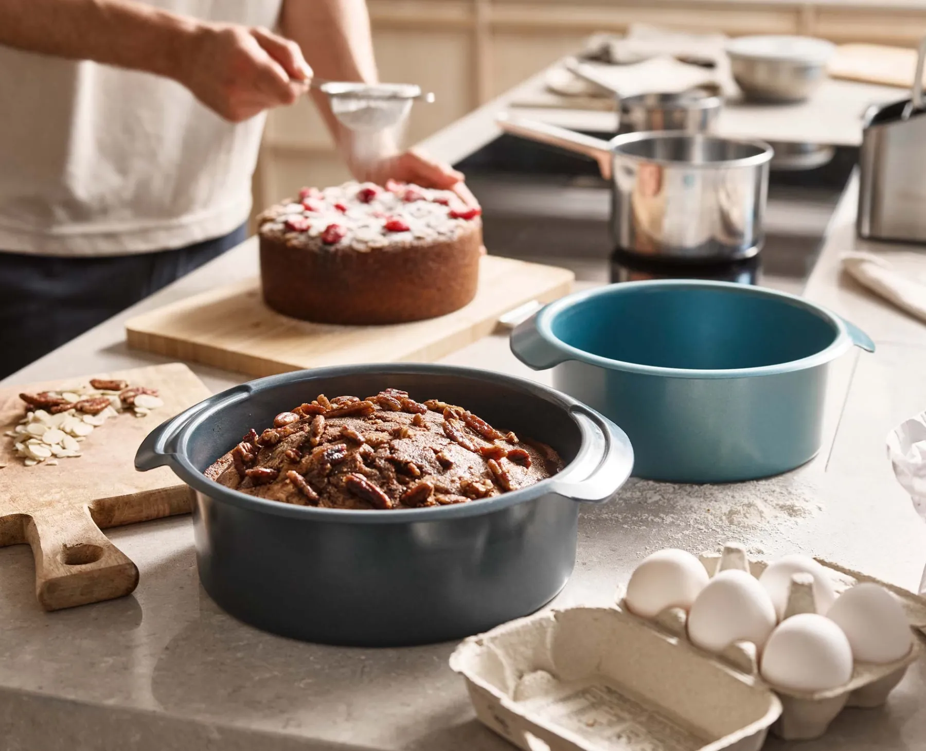 Baking Equipment-Joseph Joseph Nest™ Bake Non-Stick 2-piece Round Cake Pan Set Blue