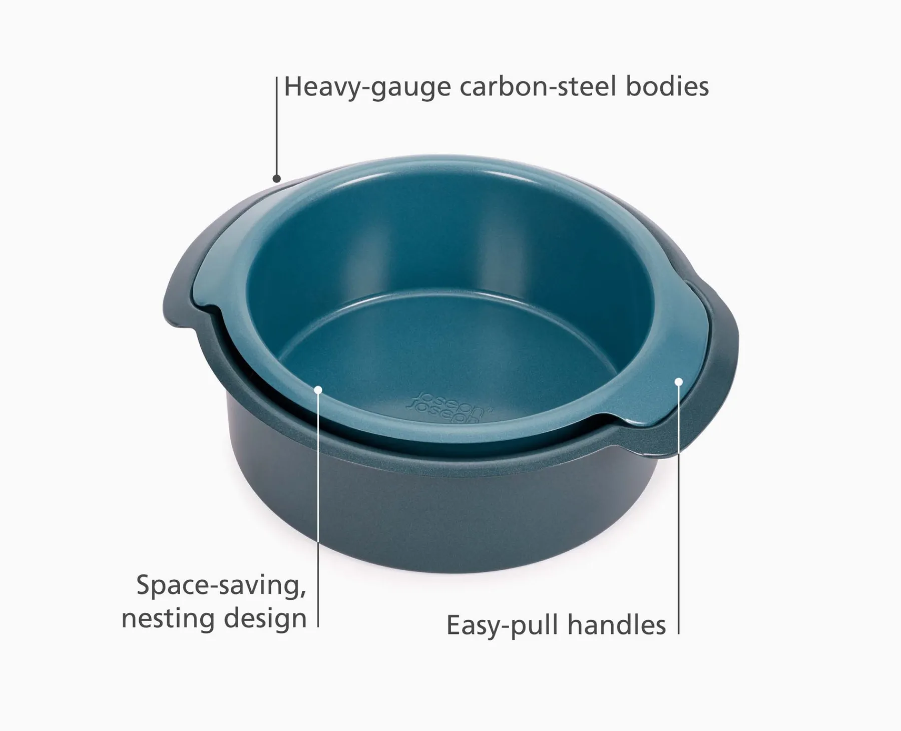Baking Equipment-Joseph Joseph Nest™ Bake Non-Stick 2-piece Round Cake Pan Set Blue