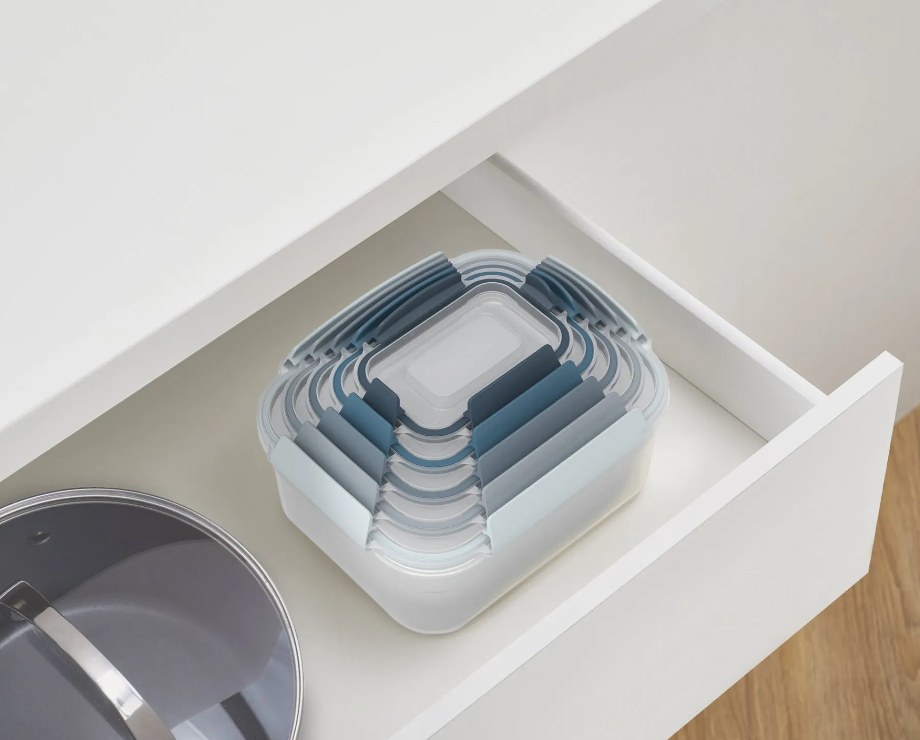 Lunch Boxes & Containers-Joseph Joseph Nest™ Lock 10-piece Container Set - Editions Blue