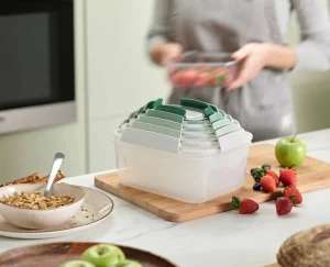 Lunch Boxes & Containers-Joseph Joseph Nest™ Lock 10-piece Container Set - Editions Green