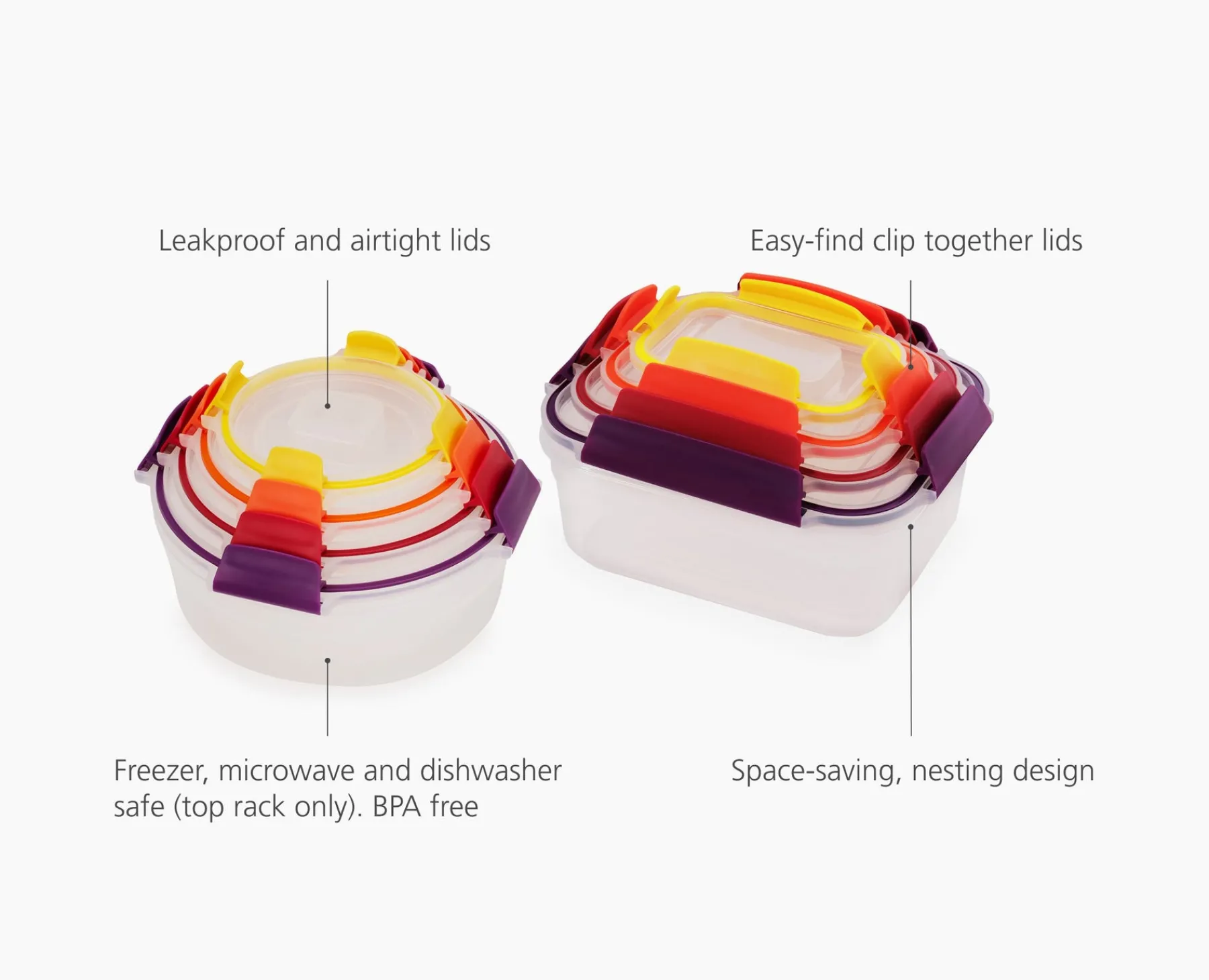 Lunch Boxes & Containers-Joseph Joseph Nest™ Lock 16-Piece Mixed Container Set Multicolor