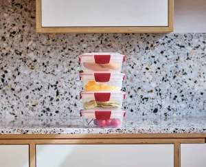 Lunch Boxes & Containers-Joseph Joseph Nest™ Lock 8-Piece 1L Round Container Set Red