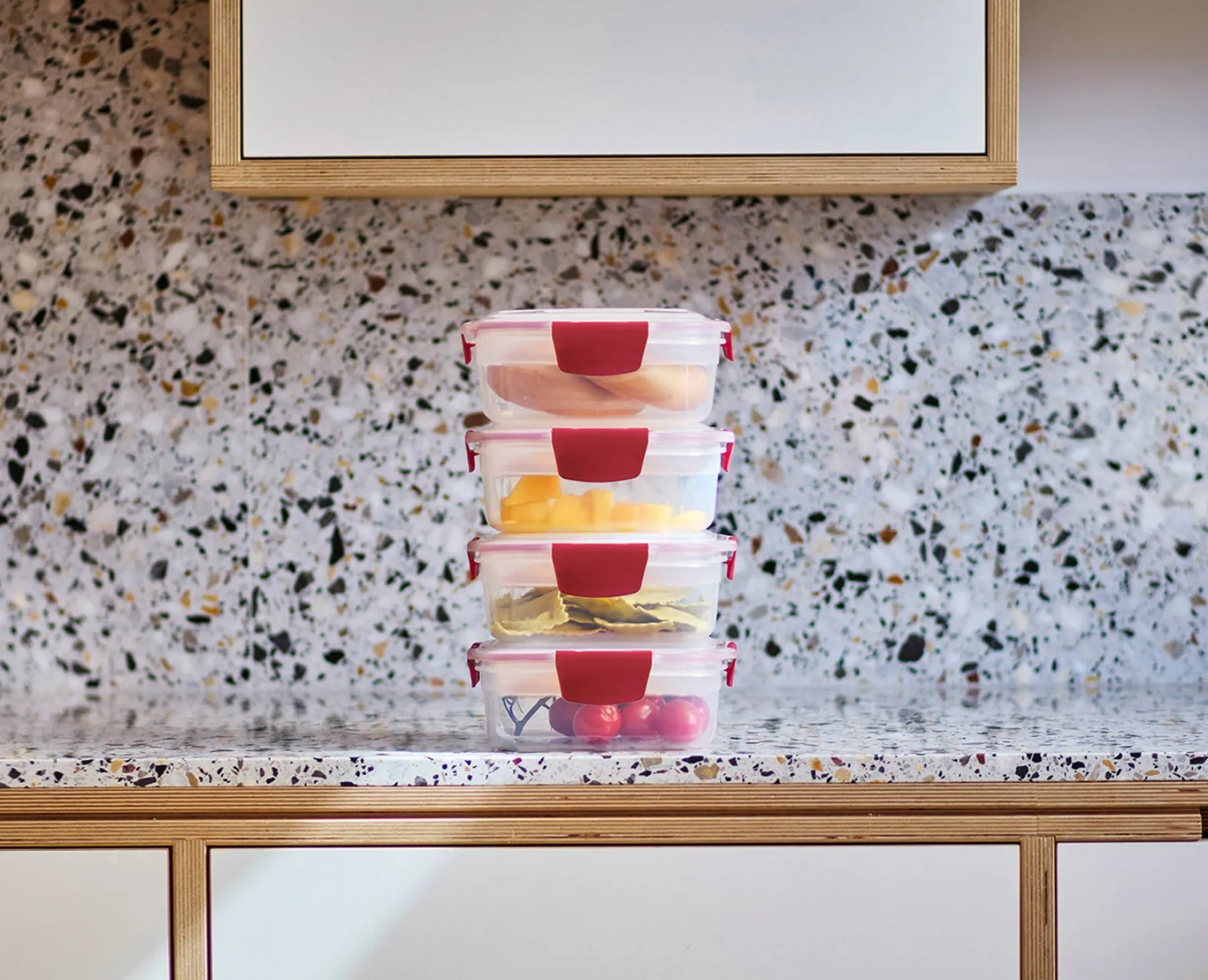 Lunch Boxes & Containers-Joseph Joseph Nest™ Lock 8-Piece 1L Round Container Set Red