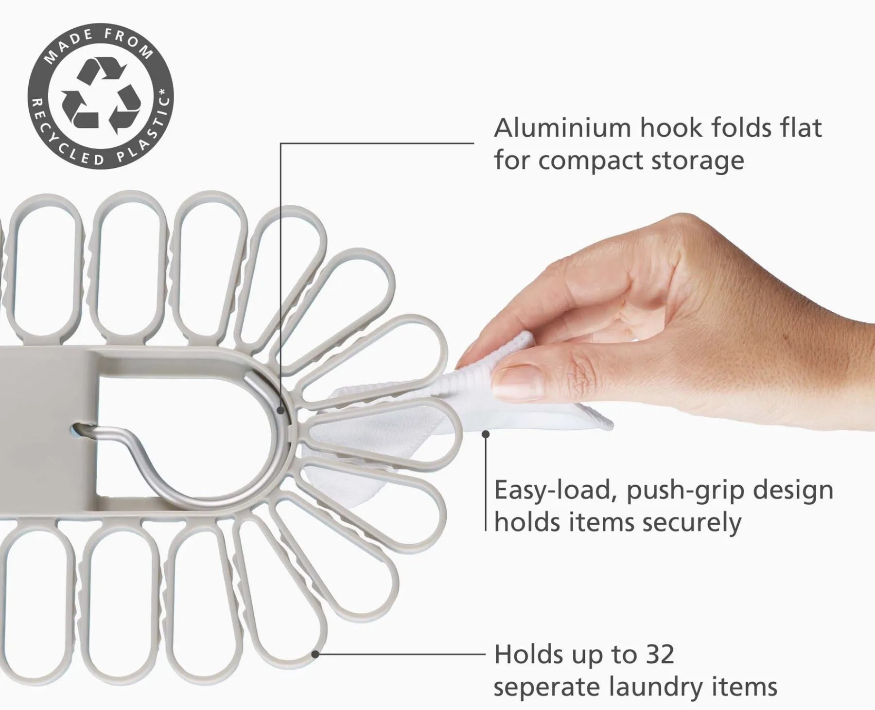 New Clothes Drying Racks-Joseph Joseph Petal™ 32-piece Quick-grip Drying Hanger Ecru