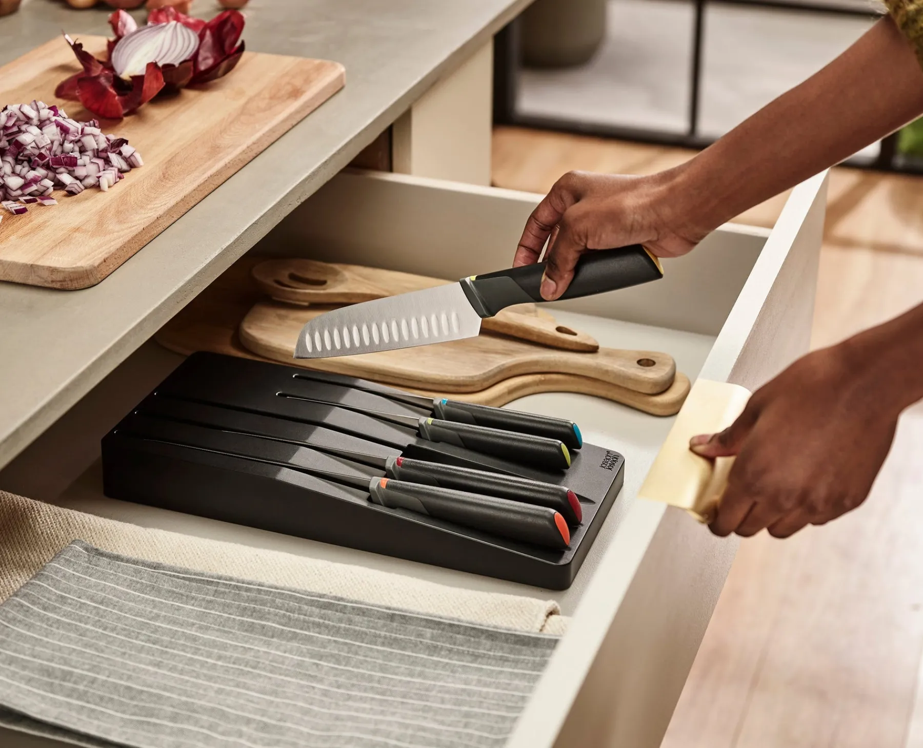 Knives, Knife Sets & Scissors-Joseph Joseph 10-piece Multicolor In-drawer Knife & Utensil Set Multicolour