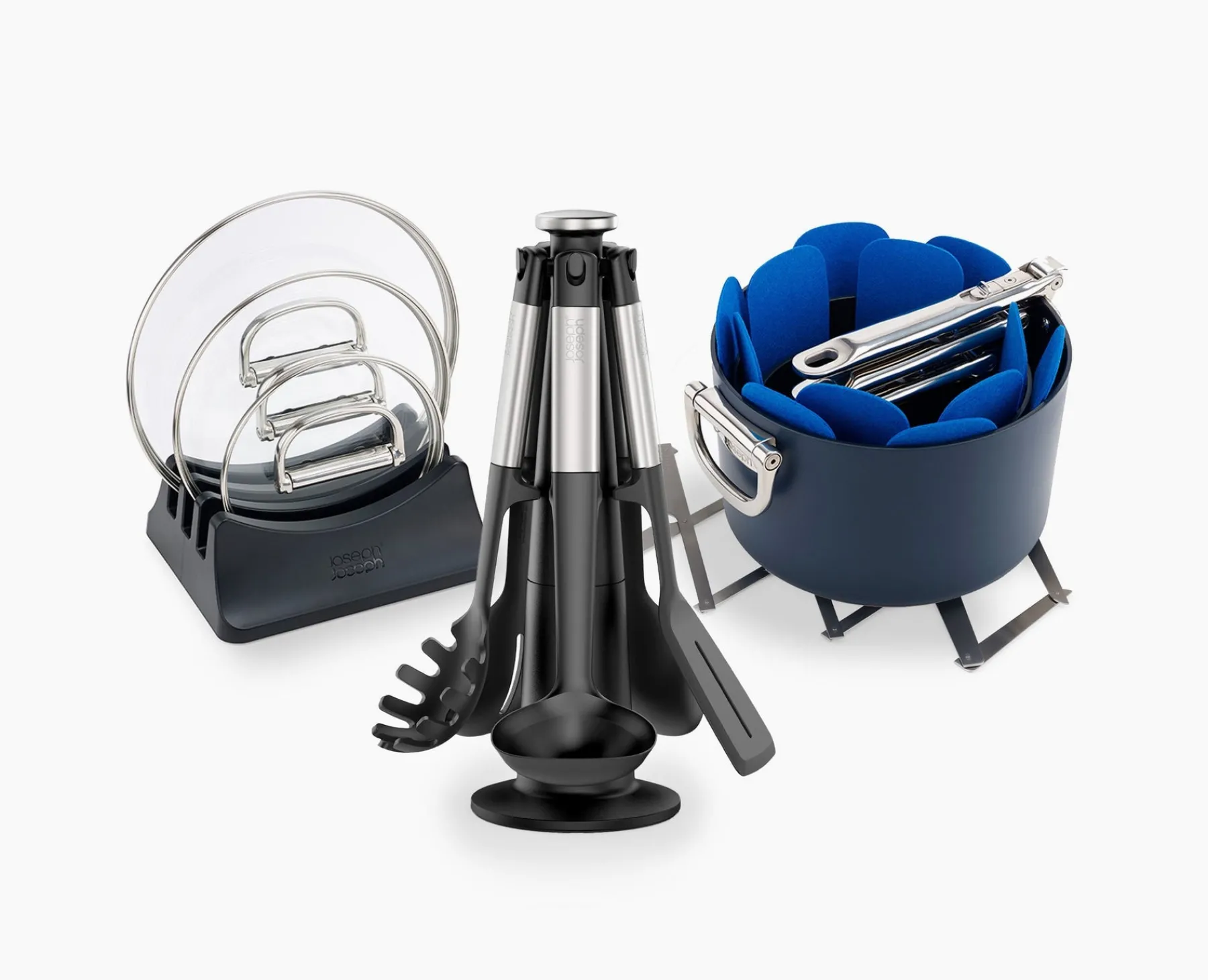 Kitchen Utensils & Gadgets-Joseph Joseph 6-piece Saucepan, Trivet & Utensil Set Blue